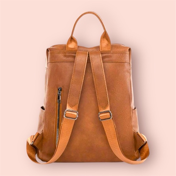 Vintage Faux Leather Backpack - Picture 2 of 4